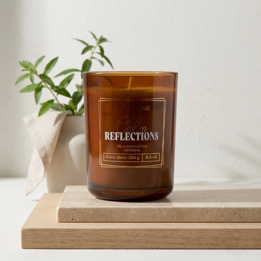 VELA AROMÁTICA CRISTAL ALIRA HOME CON CERA DE SOJA VERBENA - 1