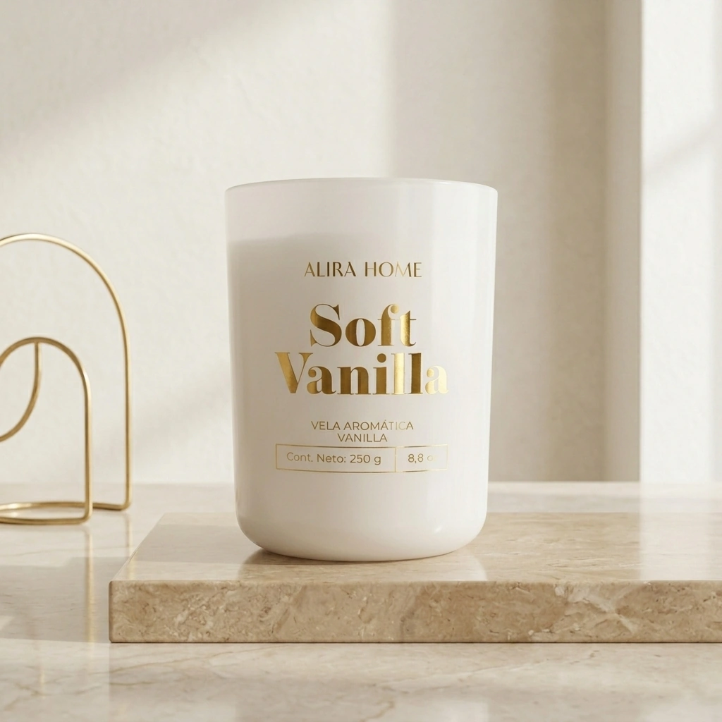 VELA AROMÁTICA CRISTAL ALIRA HOME CON CERA DE SOJA VANILLA - 1