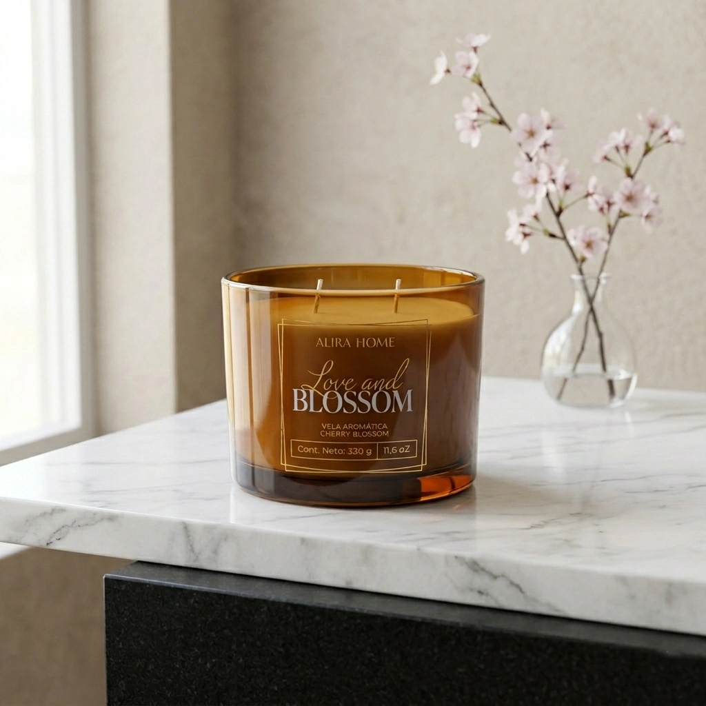 VELA AROMÁTICA ALIRA HOME CON CERA DE SOJA CHERRY BLOSSOM - 1
