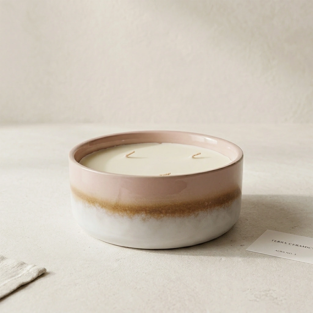 VELA AROMÁTICA CERÁMICA ALIRA HOME 3 MECHAS CON CERA DE SOJA JASMINE - 1