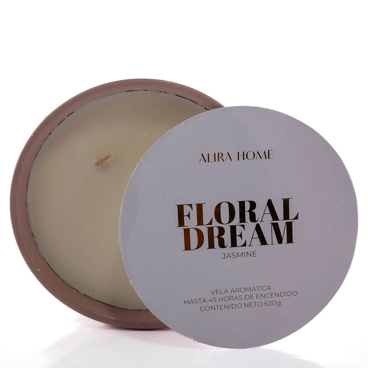 VELA AROMÁTICA CERÁMICA ALIRA HOME 3 MECHAS CON CERA DE SOJA JASMINE - 4