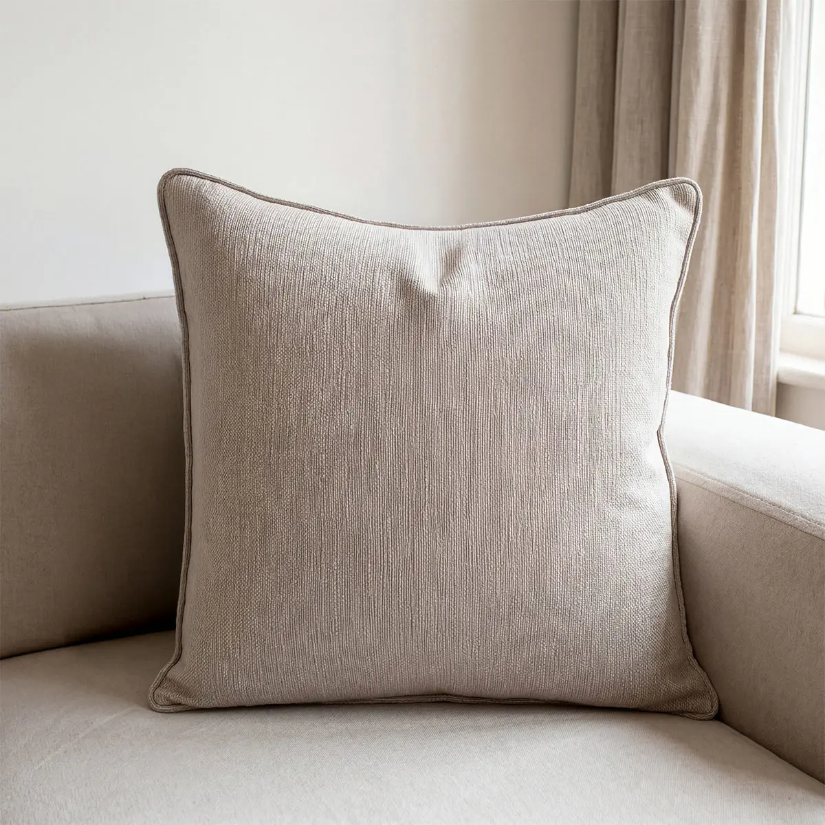 COJÍN MAISON LINETT MEDITERRÁNEO LINO 60X60 CM BEIGE - 1