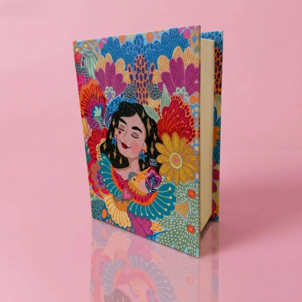 CAJA LIBRO FOLKÁNICA MUJER 25X18 CM - 1