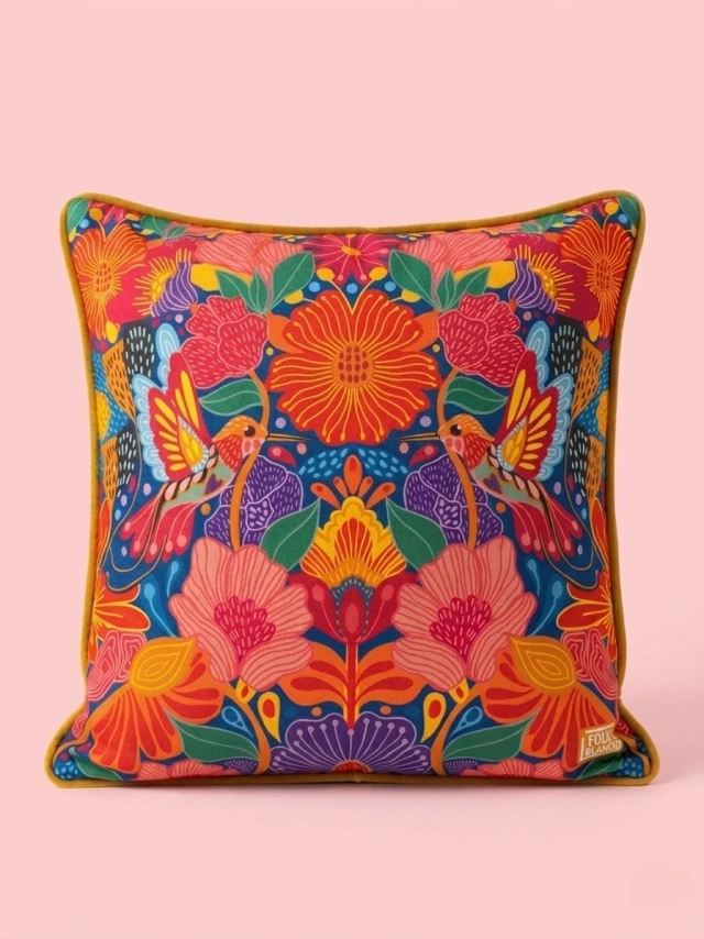 COJÍN CUADRADO RIPLEY HOME  FOLKANICA 45x45 CM ESTAMPADO AZUL - 1