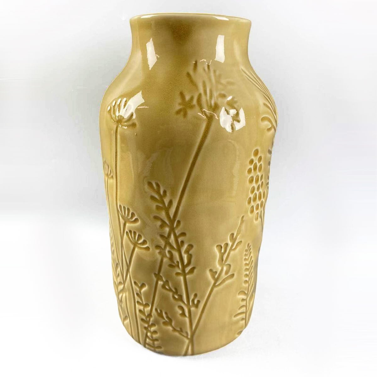 FLORERO RIPLEY HOME BAJO RELIEVE AMARILLO 24 CM - 1