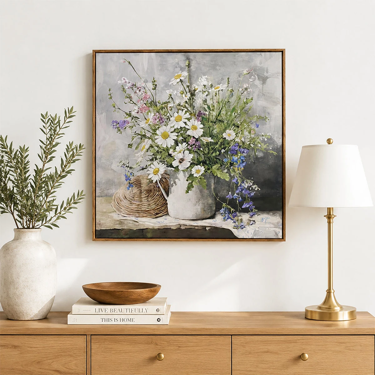 CUADRO RIPLEY HOME MARGARITAS OLEO 60X60 CM - 1