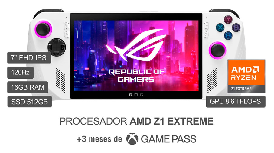 CONSOLA ROG ALLY RC71L-NH014W AMD RYZEN Z1 EXTREME 512GBSSD 16GB