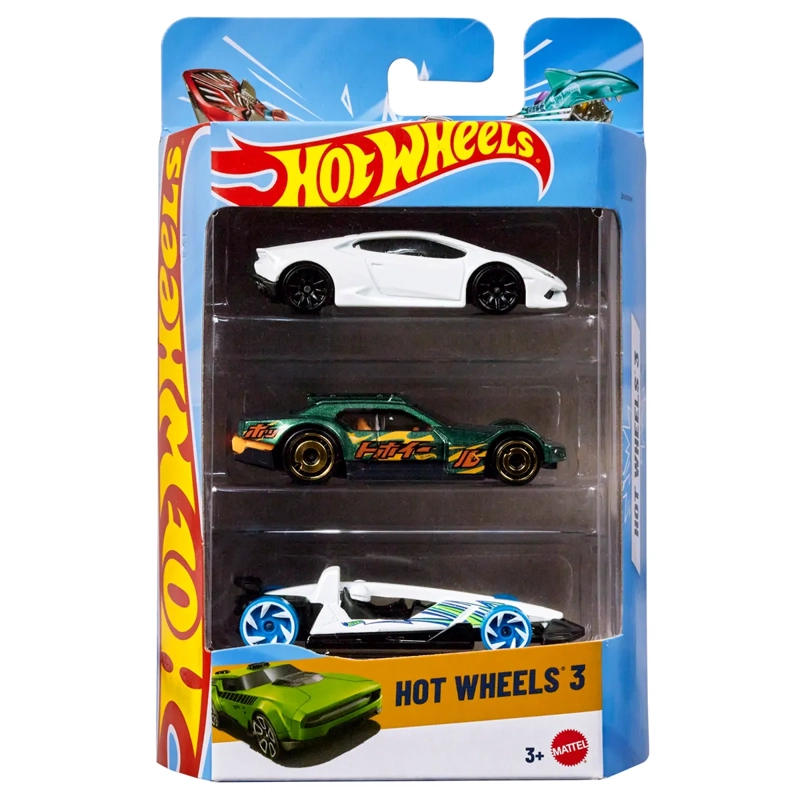 PACK X3 AUTOS DE JUGUETE HOT WHEELS DIECAST PAQUETE SORPRESA DE 3 AUTOS - 3