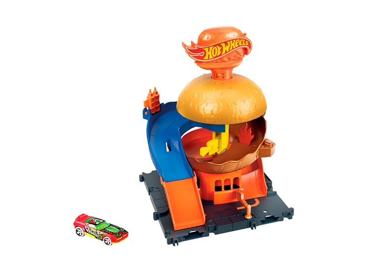 PISTA HOT WHEELS JUGUETE CITY TIENDA HAMBURGUESAS HDR26 - 1