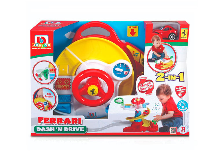 AUTO STRAWBERRY VOLANTE Y PISTA JUGUETE BEBE BB JUNIOR FERRARI DASH 'N DRIVE - 2