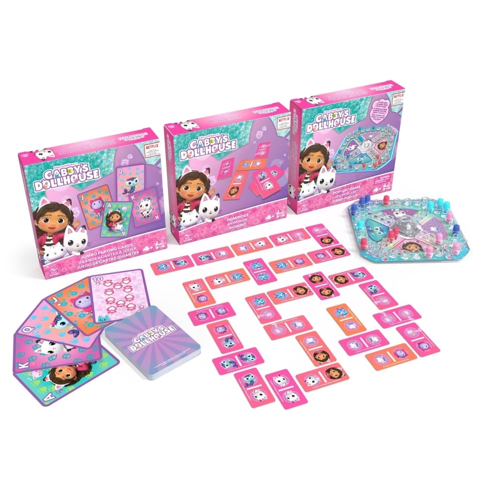PACK 3 GABBY'S DOLLHOUSE 6066779 JUEGOS MESA GABBYS ROMPECABEZAS 24PZ, POP UP, CARTAS GRANDES - 1