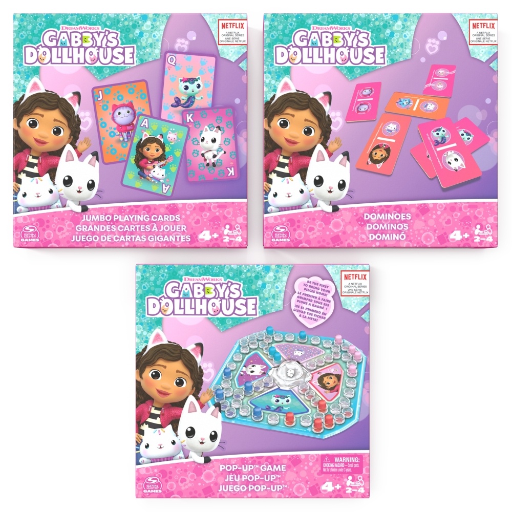 PACK 3 GABBY'S DOLLHOUSE 6066779 JUEGOS MESA GABBYS ROMPECABEZAS 24PZ, POP UP, CARTAS GRANDES - 3