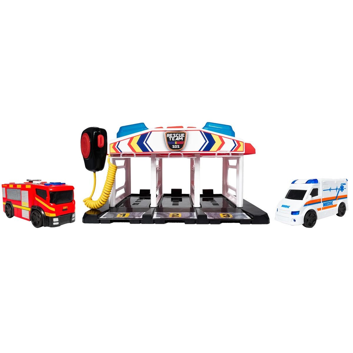PISTA DE JUGUETE TEAMSTERZ SOS CENTRAL EMERGENCIA ELECTRICO + 2 VEHIC - 11