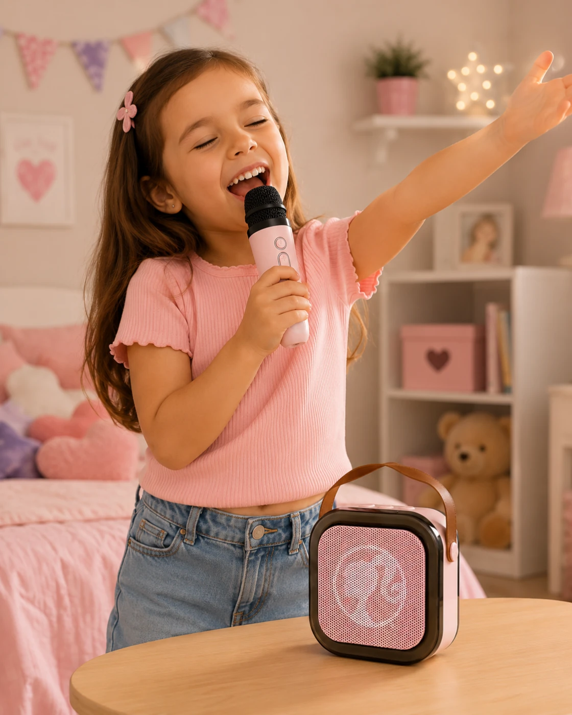 PARLANTE KARAOKE BARBIE CON MICRÓFONO - 1