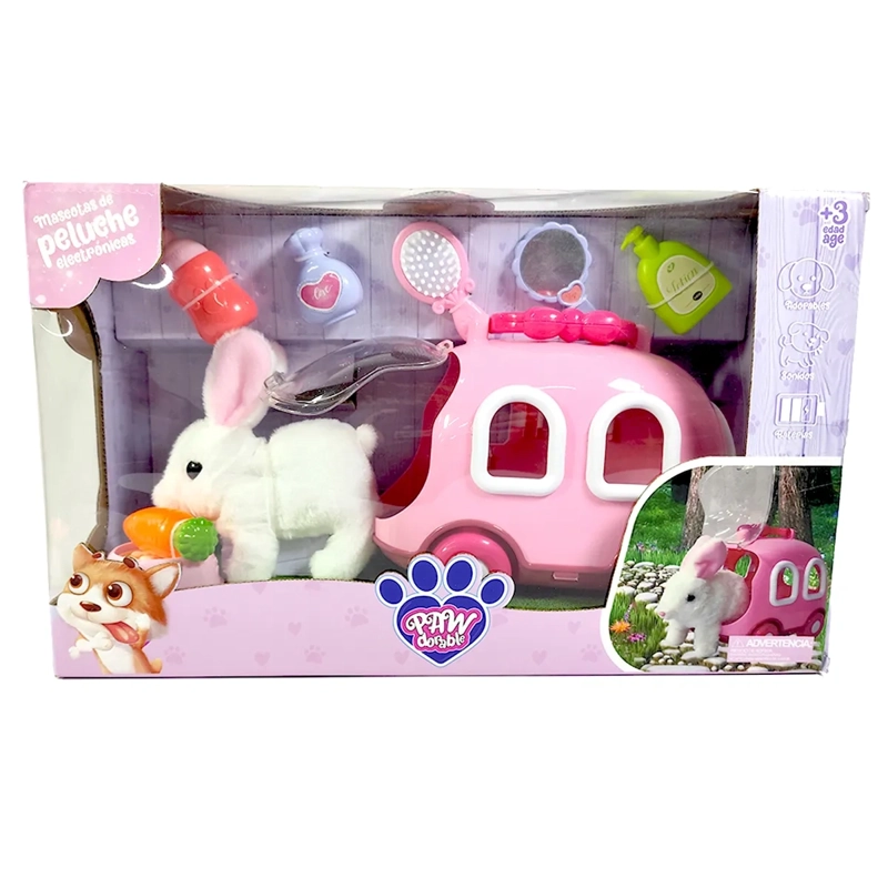 PELUCHE PAWDORABLES CONEJO CON JAULA ROSADA - 4