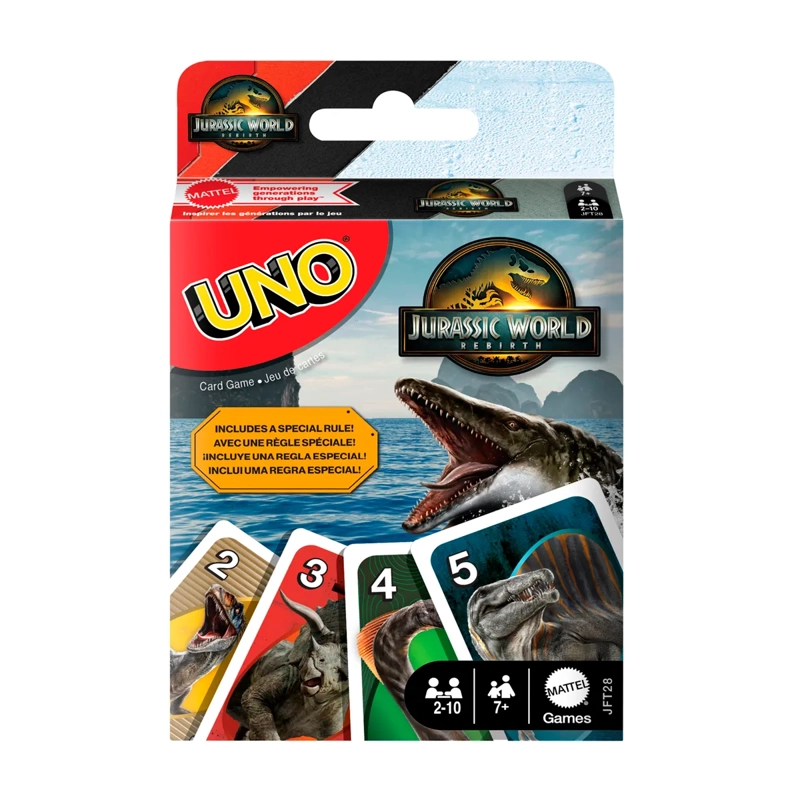 UNO JUEGO DE CARTAS JURASSIC WORLD REBIRTH PARA NIÑOS - 1