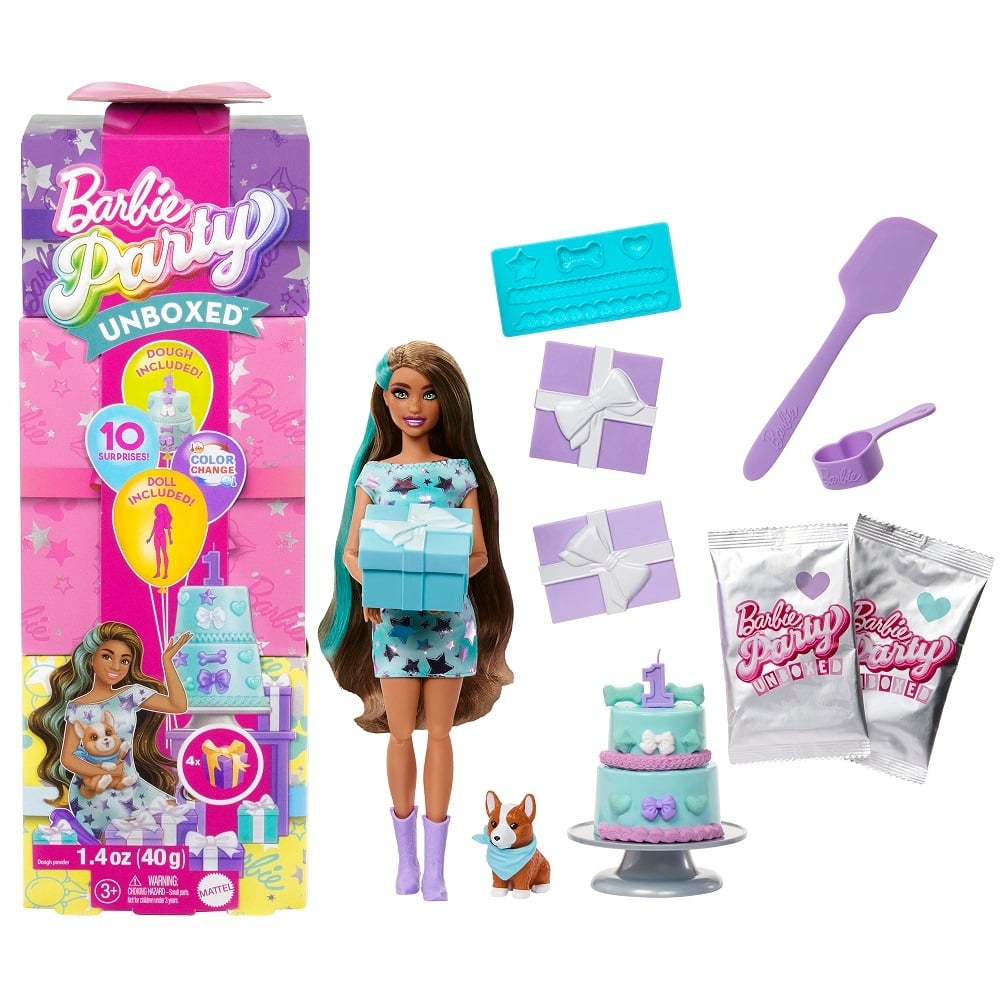MUÑECA BARBIE JUGUETE FIESTA MASCOTAS SORPRESA JFG68 - 1
