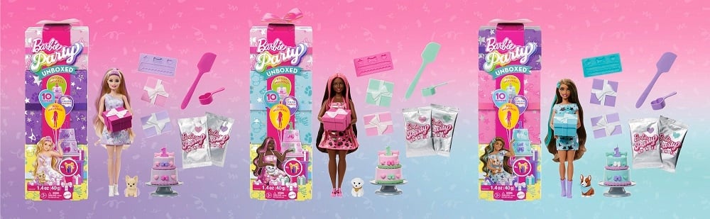 MUÑECA BARBIE JUGUETE FIESTA MASCOTAS SORPRESA JFG68 - 1
