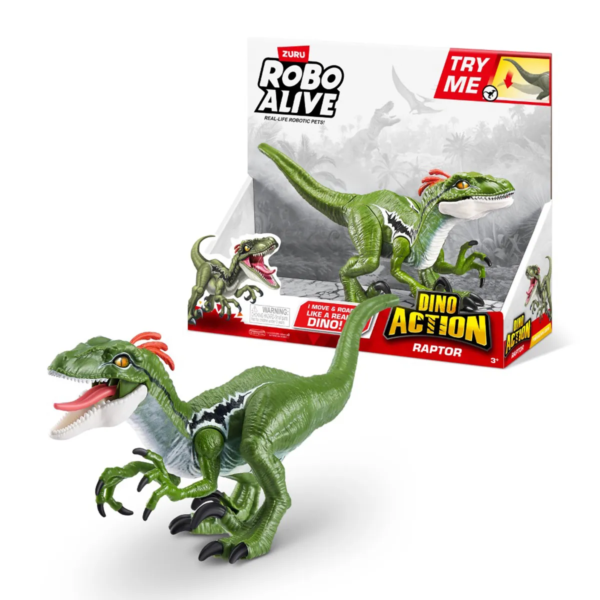 FIGURA DINOSAURIO RAPTOR CON SONIDO ROBO ALIVE - 1