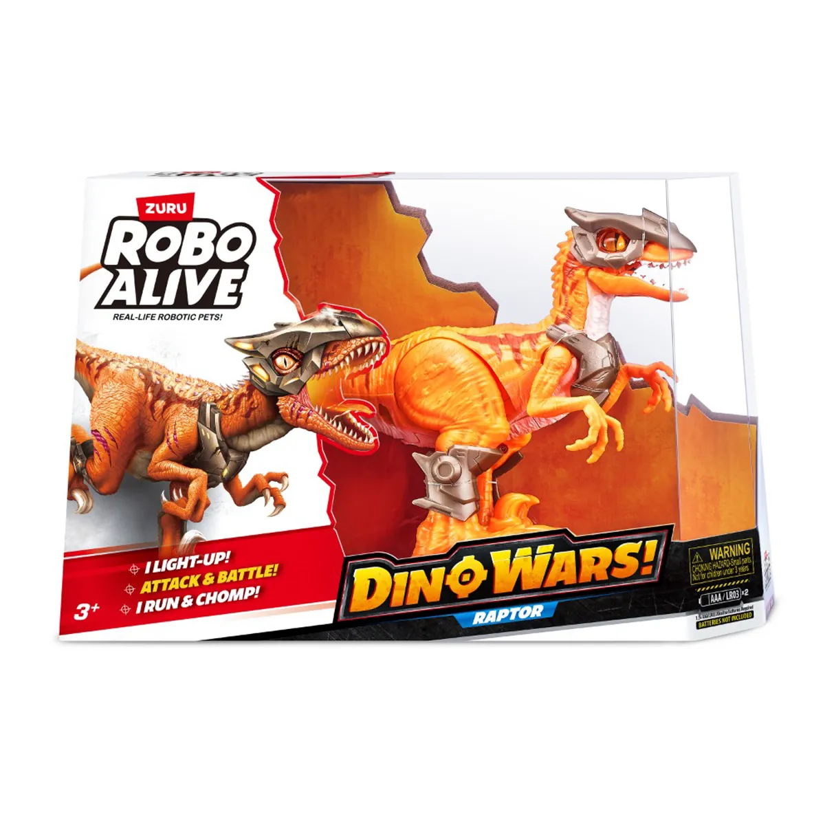FIGURA DINOSAURIO RAPTOR CON LUCES Y SONIDO ROBO ALIVE - 5