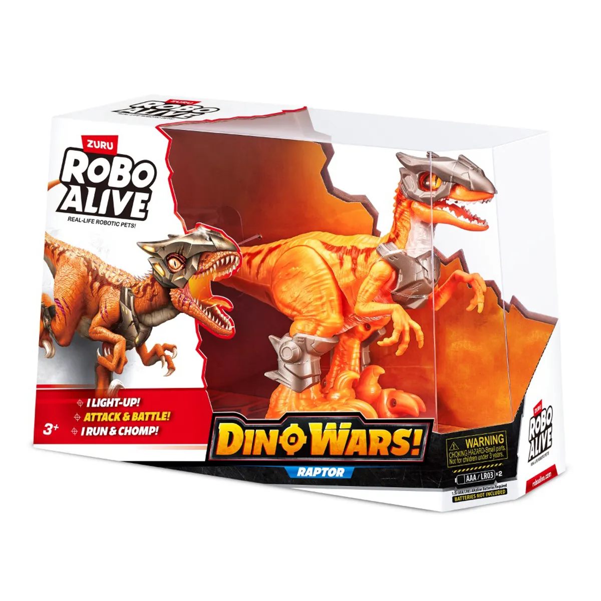 FIGURA DINOSAURIO RAPTOR CON LUCES Y SONIDO ROBO ALIVE - 6