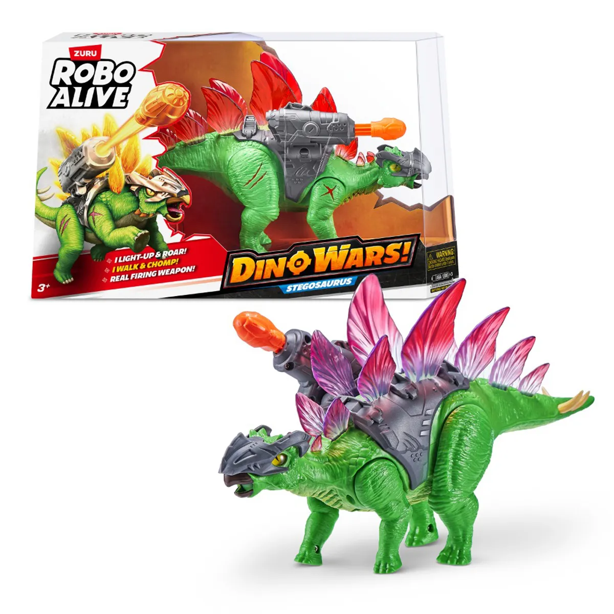FIGURA DINOSAURIO ESTEGOSAURIO CON LUCES Y SONIDO ROBO ALIVE - 1