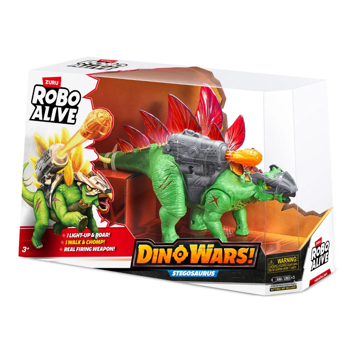 FIGURA DINOSAURIO ESTEGOSAURIO CON LUCES Y SONIDO ROBO ALIVE - 6