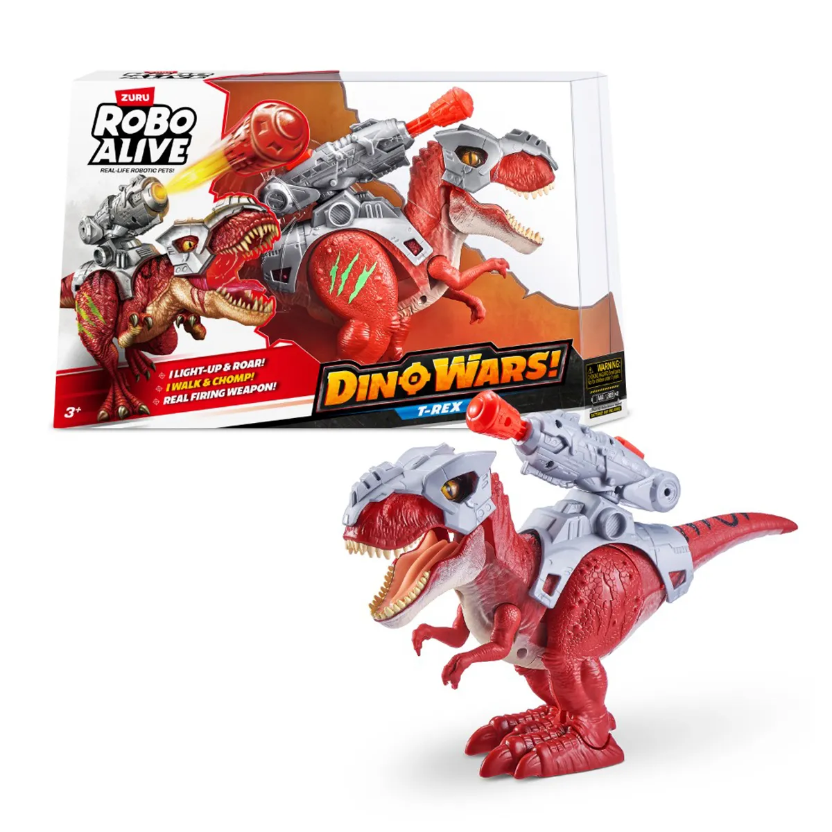 FIGURA DINOSAURIO T-REX CON LUCES Y SONIDO ROBO ALIVE - 1