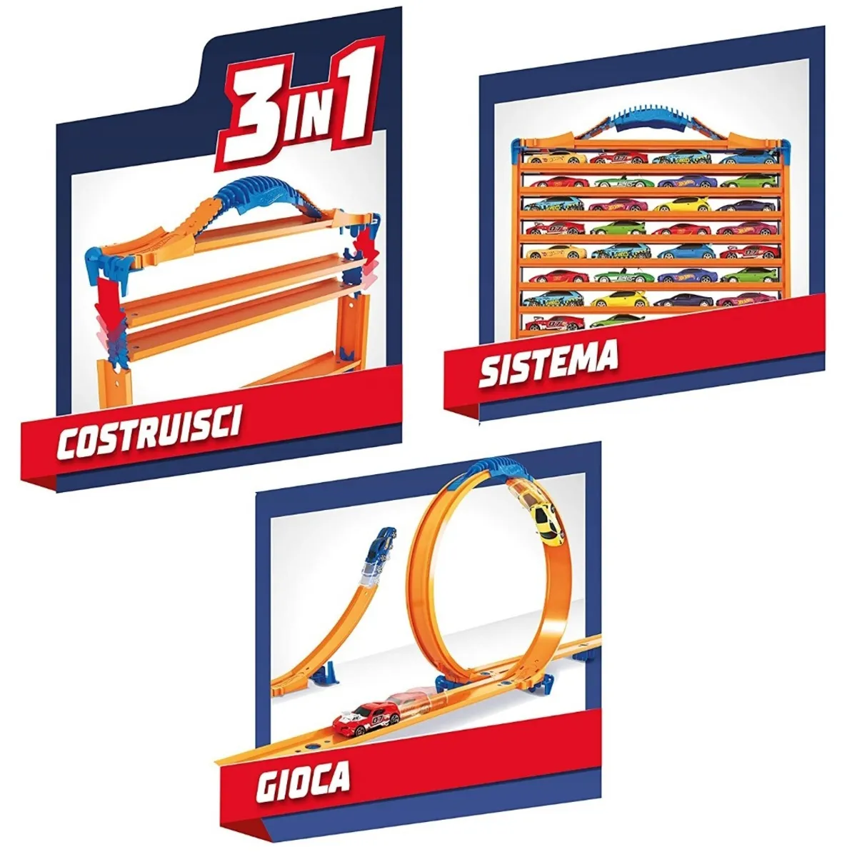 HOT WHEELS RACK GUARDA AUTOS 3 EN 1 SE CONVIERTE EN LOOPS - 9