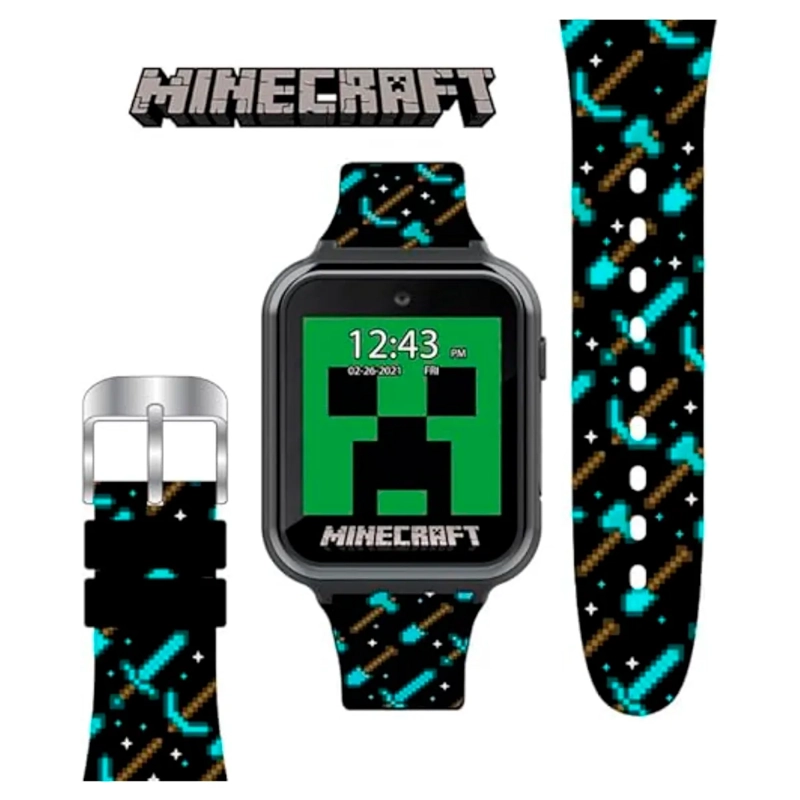 RELOJ MINECRAFT DIGITAL INTERACTIVO CORREA NEGRA UNISEX - 2