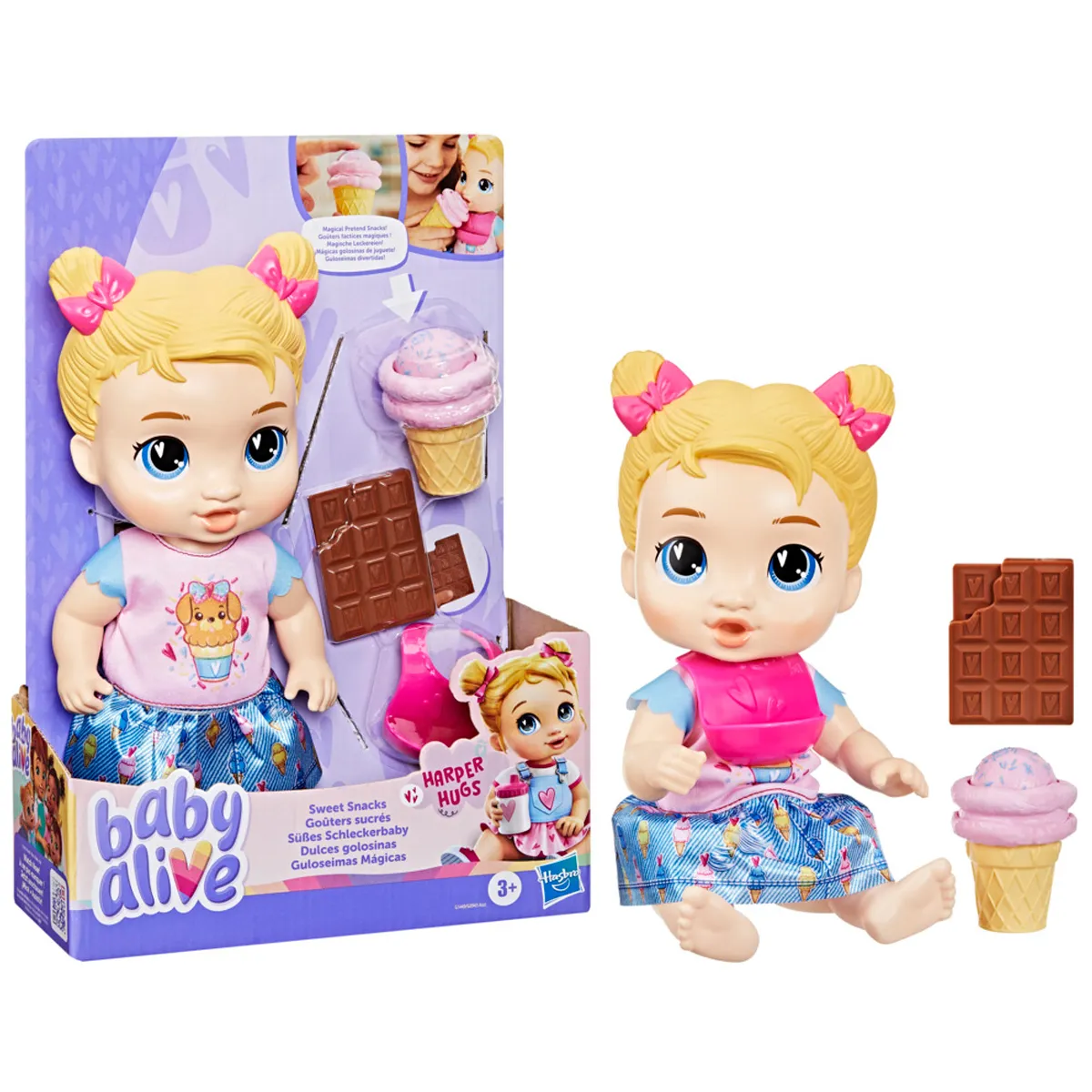 MUÑECA BABY ALIVE DULCES GOLOSINAS HARPER HUGS - 1