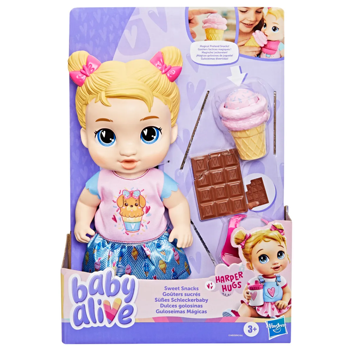 MUÑECA BABY ALIVE DULCES GOLOSINAS HARPER HUGS - 3