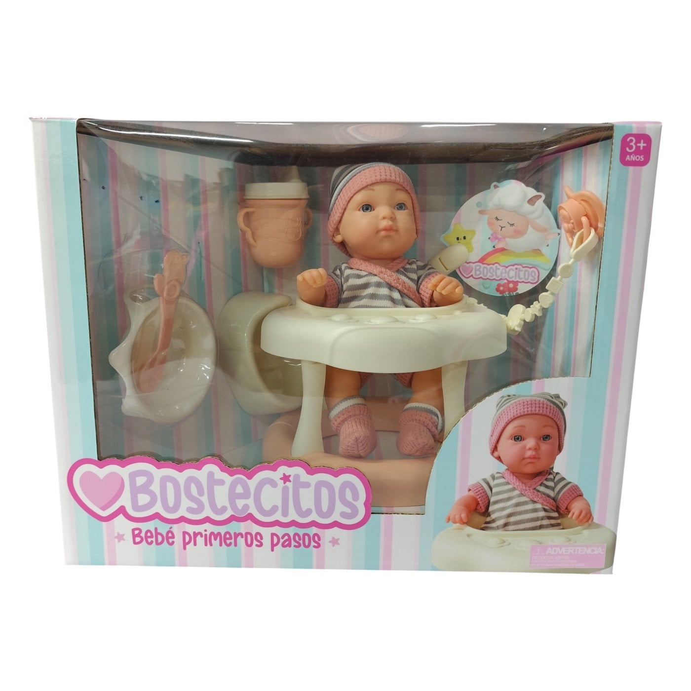 MUÑECA BOSTECITOS 9  CON ANDADOR + BASENICA Y ACCESORIOS - 1