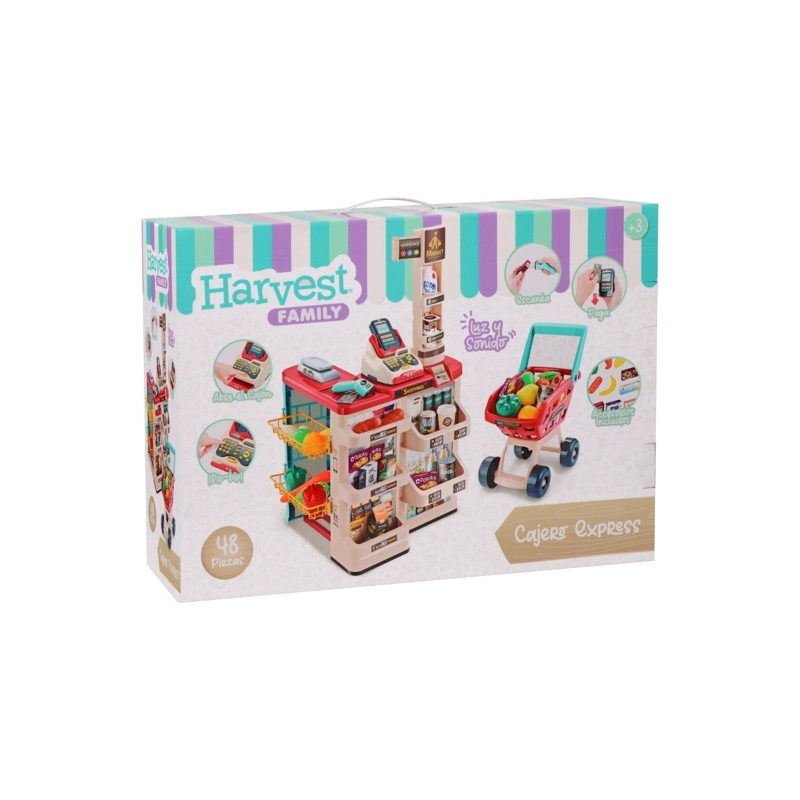 SET SUPERMARKET L&S W/ SHOPPING HAPPY LINE CARRITO ACCESORIOS 48 PIEZAS - 2