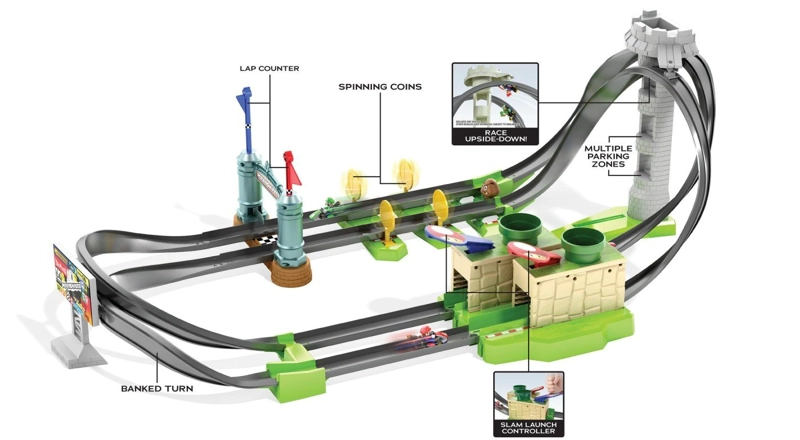PISTA DE JUGUETE HOT WHEELS DE CIRCUITO LARGO MARIO KART - 3