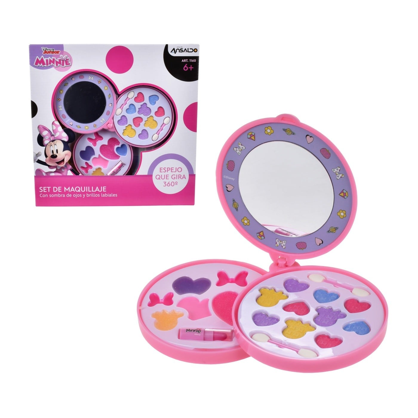 SET MINNIECIRCULAR CON TRES PISOS COSMÉTICOS Y ESPEJO - 2