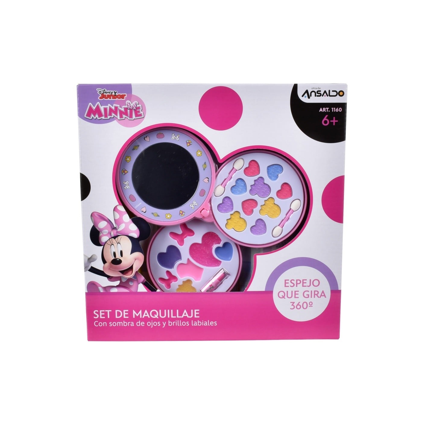 SET MINNIECIRCULAR CON TRES PISOS COSMÉTICOS Y ESPEJO - 3