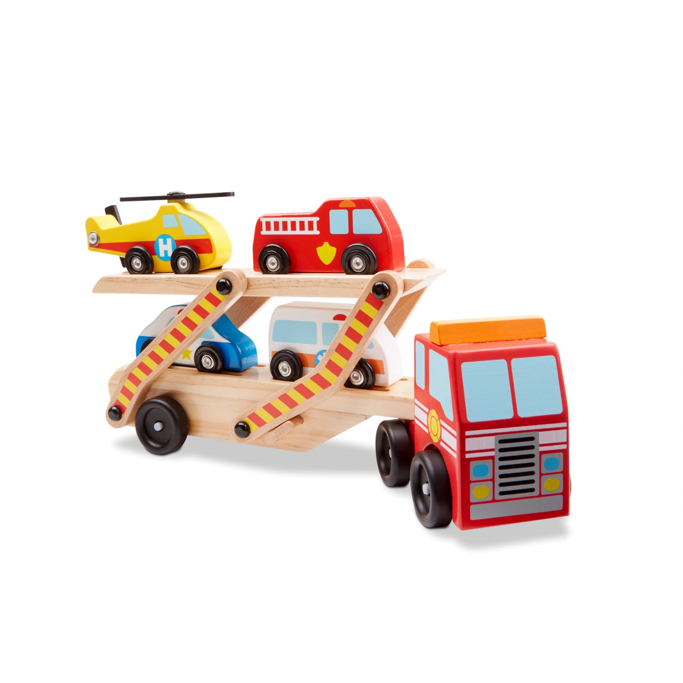 CAMION TRANSPORTADOR CON VEHICULO DE EMERGENCIA MELISSA AND DOUG - 3