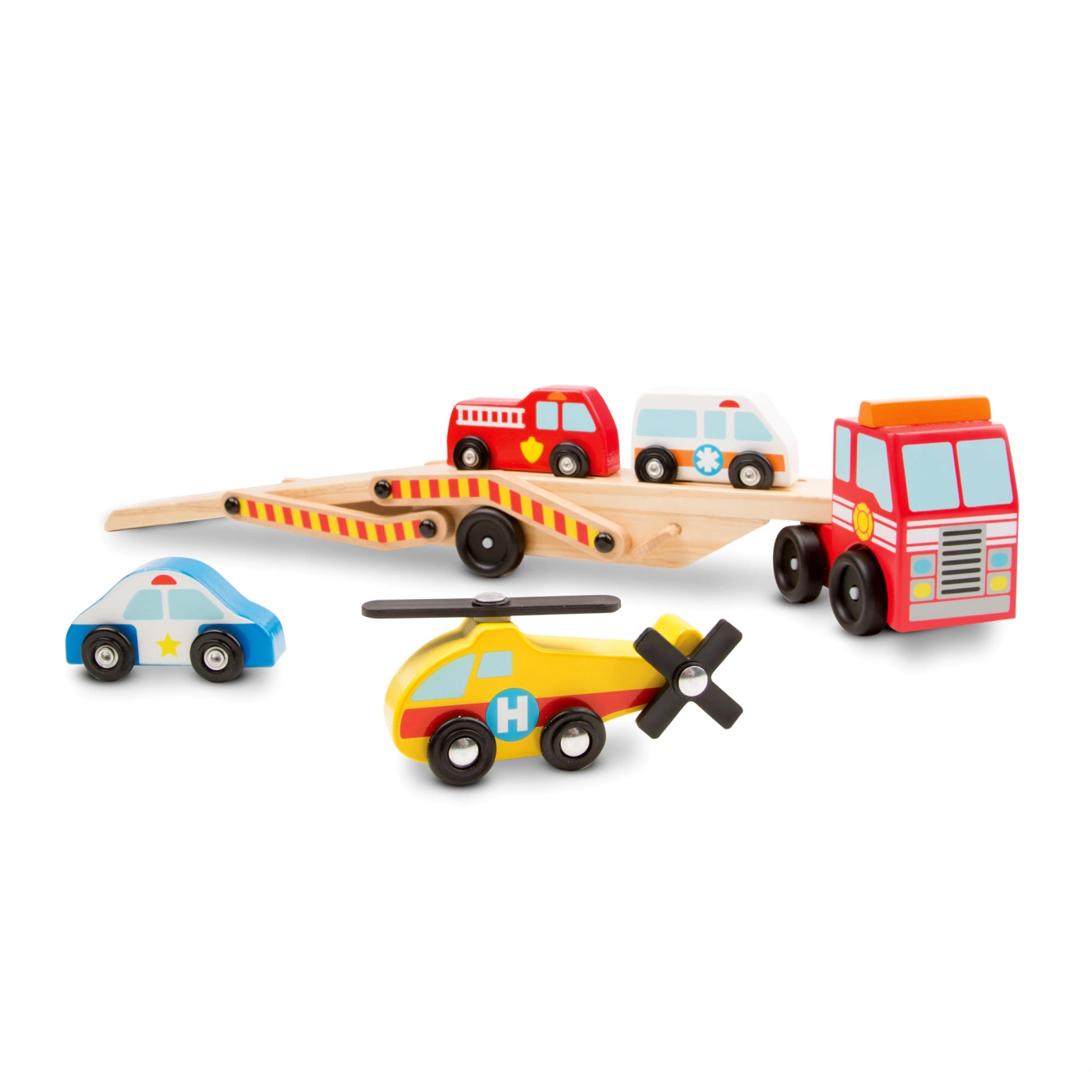 CAMION TRANSPORTADOR CON VEHICULO DE EMERGENCIA MELISSA AND DOUG - 4