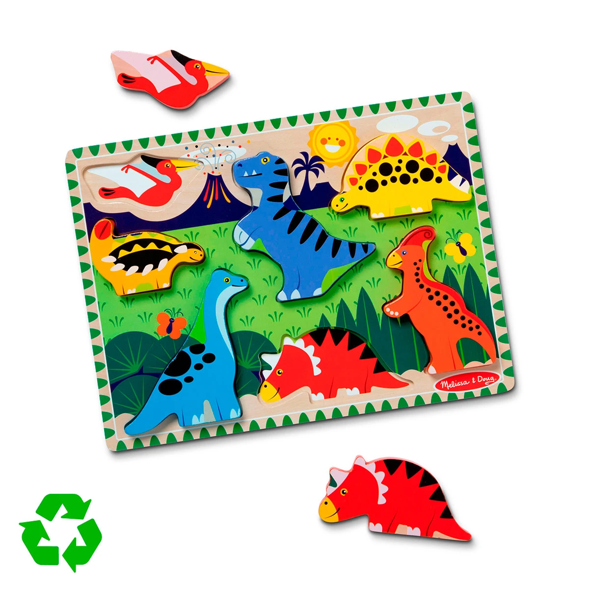 ROMPECABEZAS MELISSA & DOUG ENCAJE DINOSAURIO DE MADERA - 1