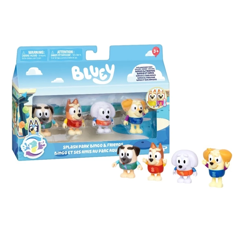 FIGURAS ACCIÓN BLUEY PARQUE ACUATICO BINGO Y SUS AMIGOS PACK X4 - 1