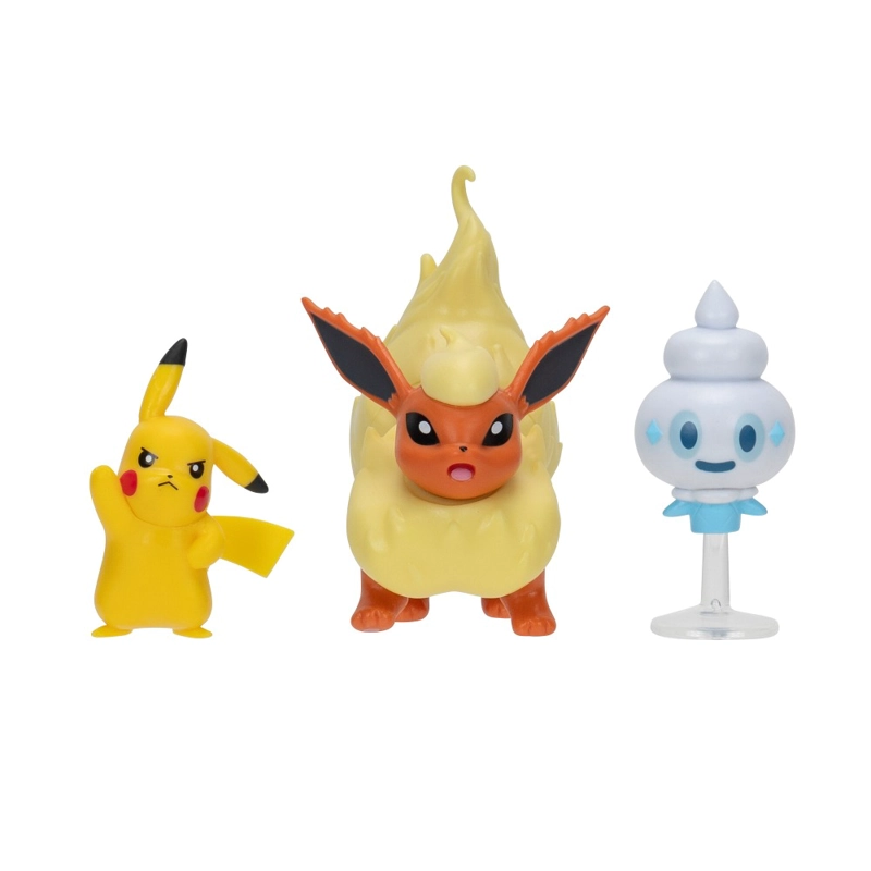 PACK X3 FIGURAS PIKACHU, VANILLITE, FLAREO - 1