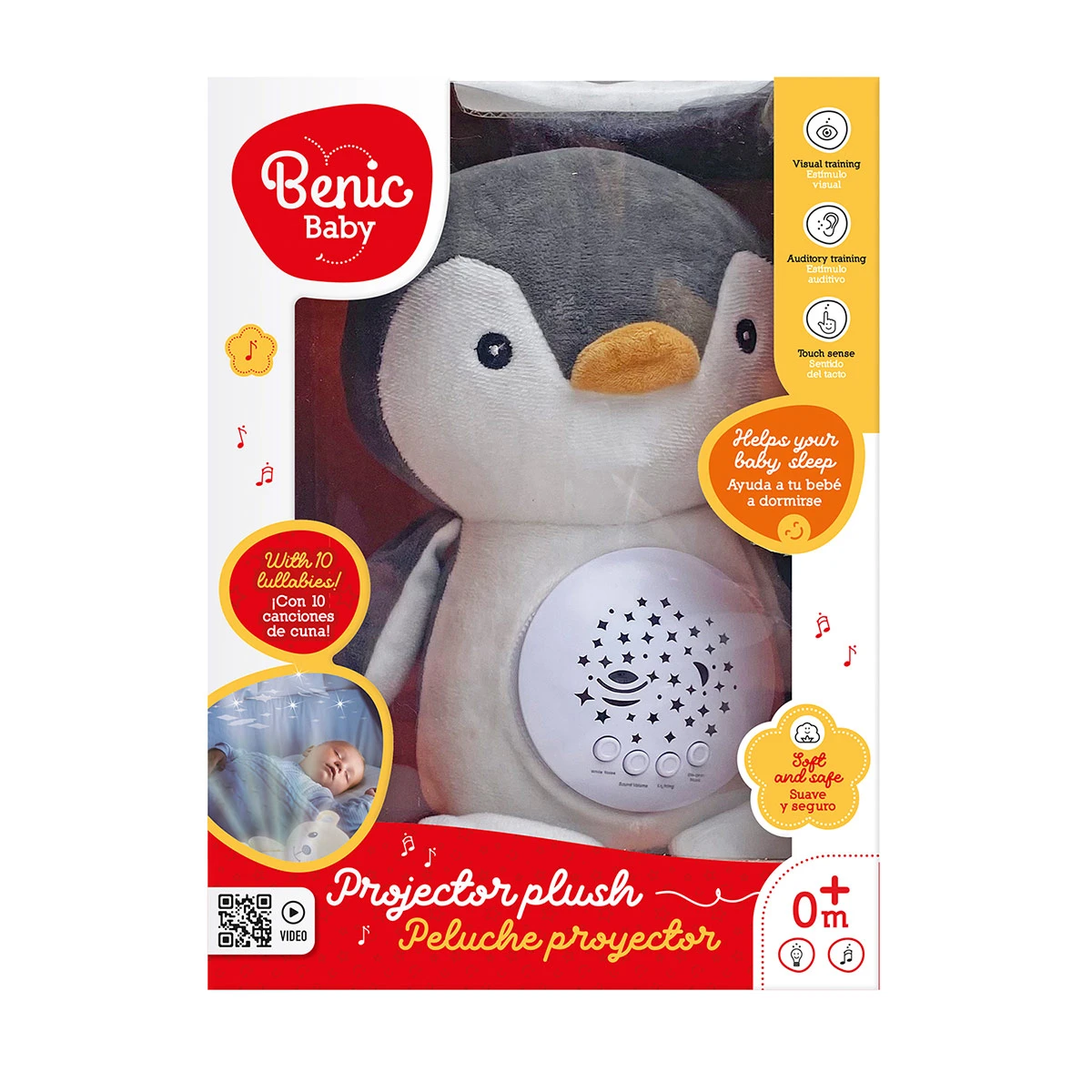 PELUCHE BERNIC BABY PINGUI BEBE PROYECTOR DE LUCES Y SONIDO - 1