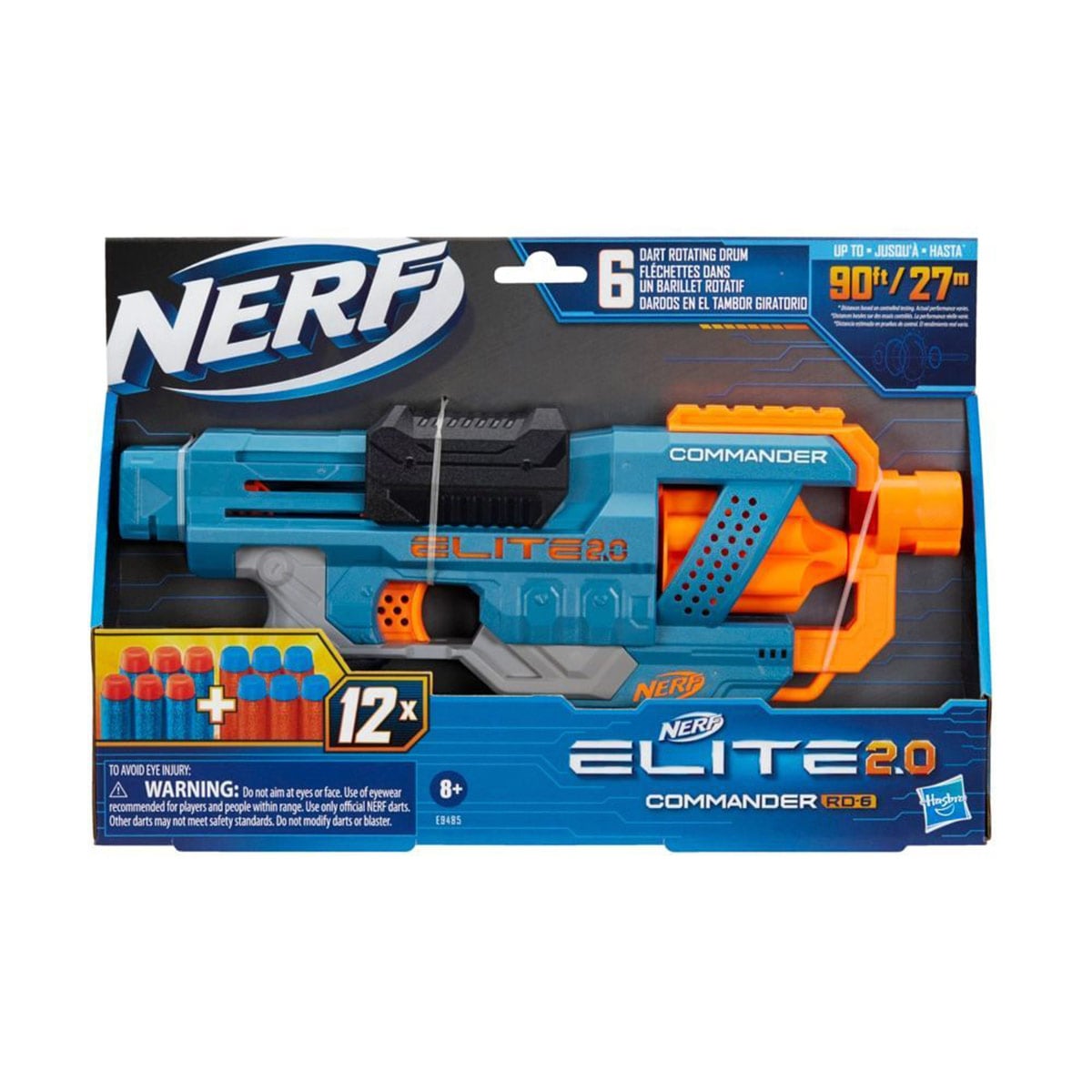 LANZADOR NERF ELITE 2.0 COMMANDER RD-6 3 RIELES TÁCTICOS Y CONECTORES DE CULATA Y CAÑÓN CON 12 DARDOS - 1