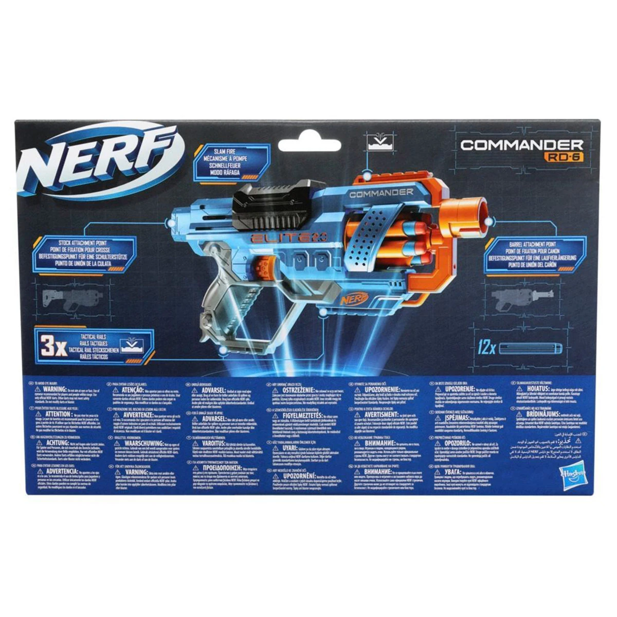 LANZADOR NERF ELITE 2.0 COMMANDER RD-6 3 RIELES TÁCTICOS Y CONECTORES DE CULATA Y CAÑÓN CON 12 DARDOS - 4