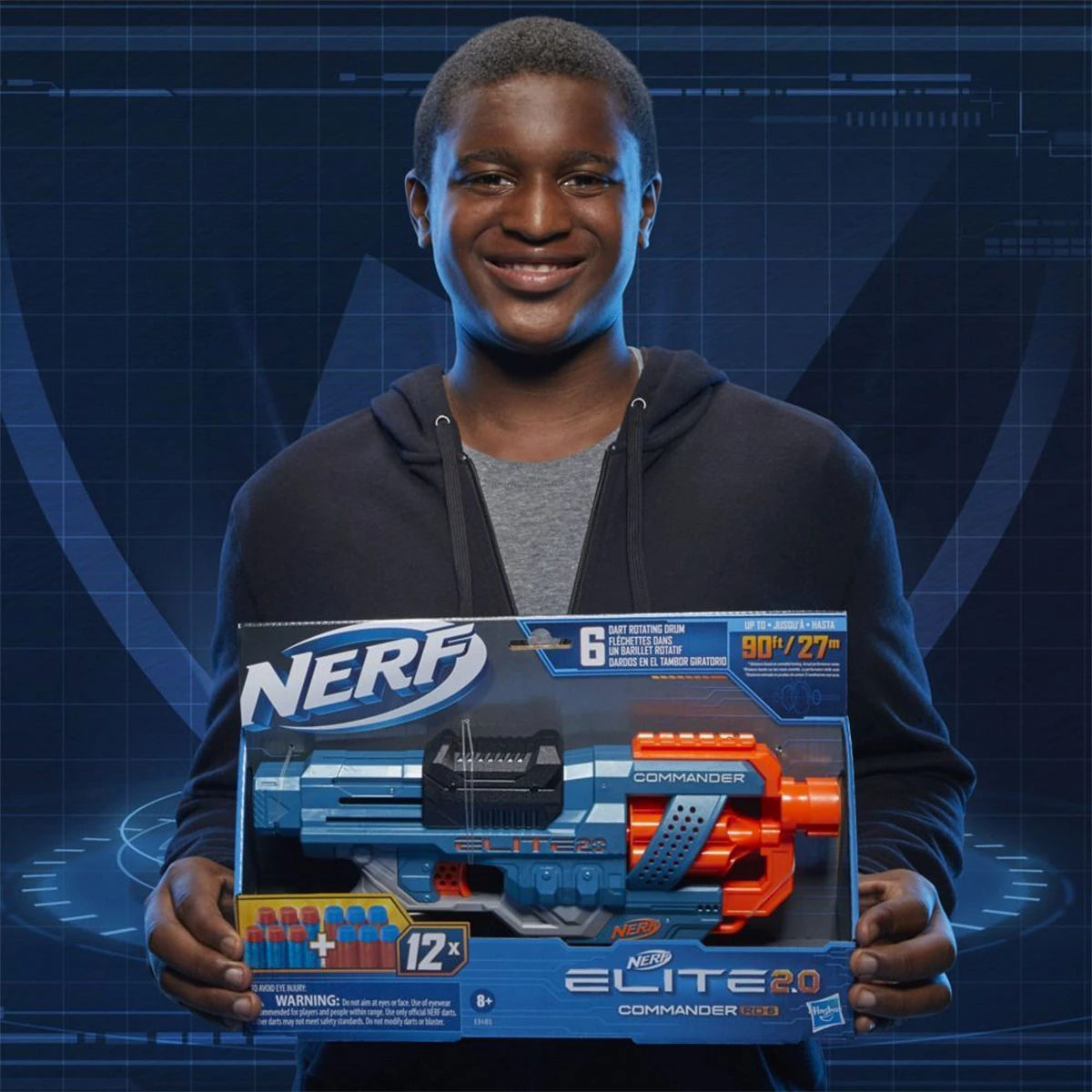 LANZADOR NERF ELITE 2.0 COMMANDER RD-6 3 RIELES TÁCTICOS Y CONECTORES DE CULATA Y CAÑÓN CON 12 DARDOS - 9