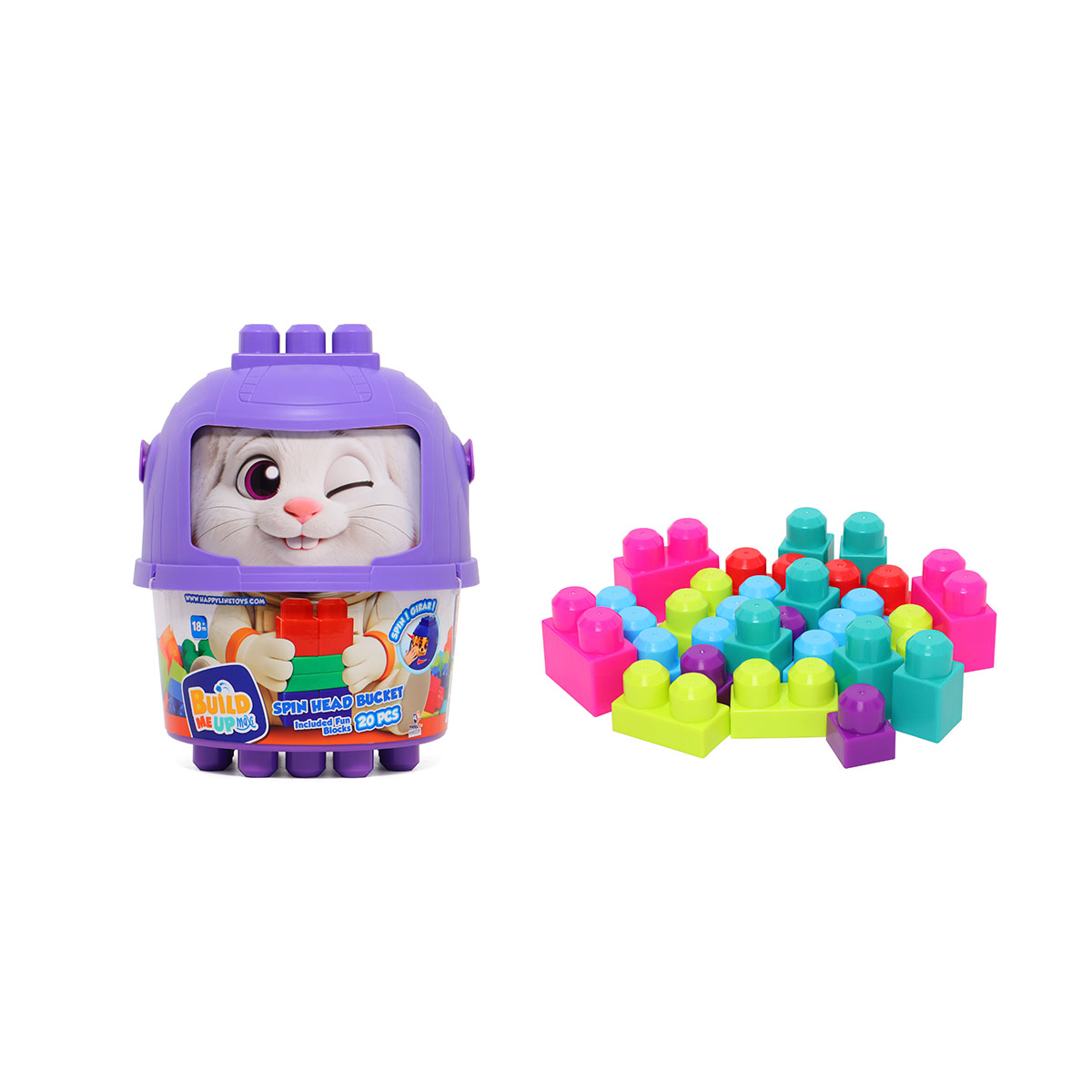 BLOQUES DE CONTRUCCIÓN HAPPY LINE BUCKET GIRA LA CABEZA DE ANIMAL 20 PIEZAS - 2