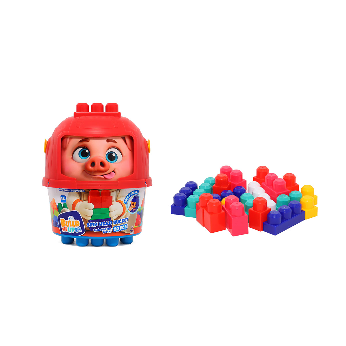 BLOQUES DE CONTRUCCIÓN HAPPY LINE BUCKET GIRA LA CABEZA DE ANIMAL 20 PIEZAS - 5