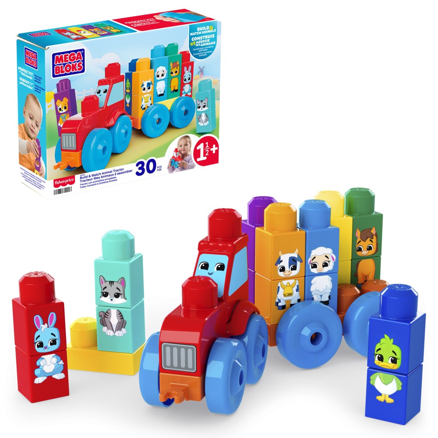 BLOQUES CONSTRUCCIÓN MEGA BLOKS TRACTOR ANIMALITOS ARMA Y COMBINA - 1