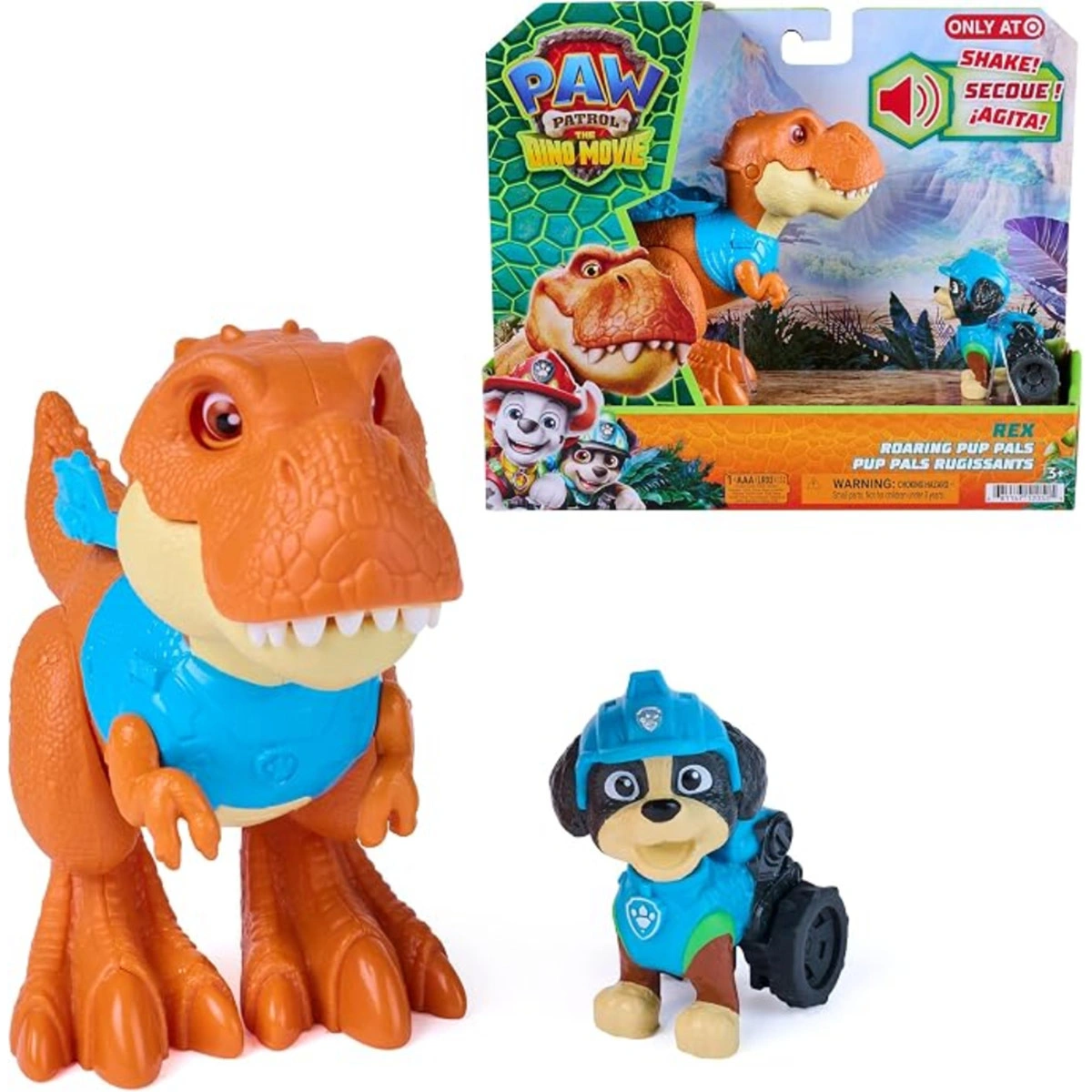 PACK X2 FIGURAS DE ACCIÓN PAW PATROL ROARING PUP PALS REX PELÍCULA PAW PATROL  - 1